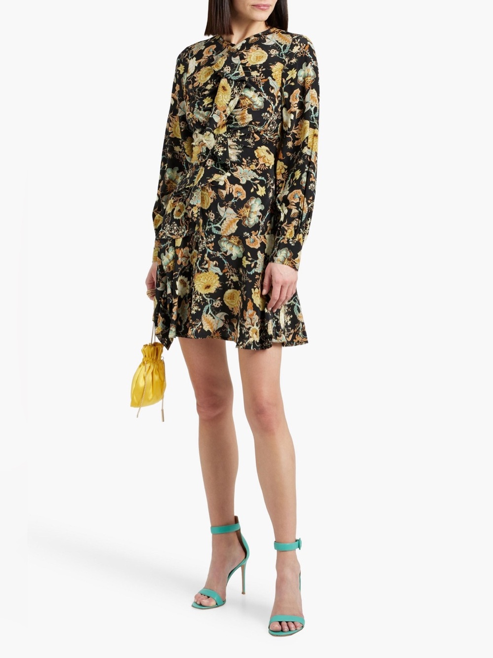 ULLA JOHNSON
Salima Ruffled Floral-Print Silk-Crepe Mini Dress size 8